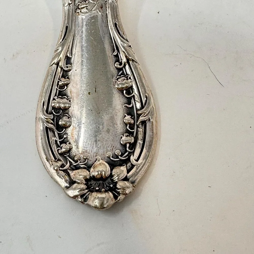 Antique 1909 Rogers & Bro Florette Silverplate Gravy Sauce Ladle Serving Spoon